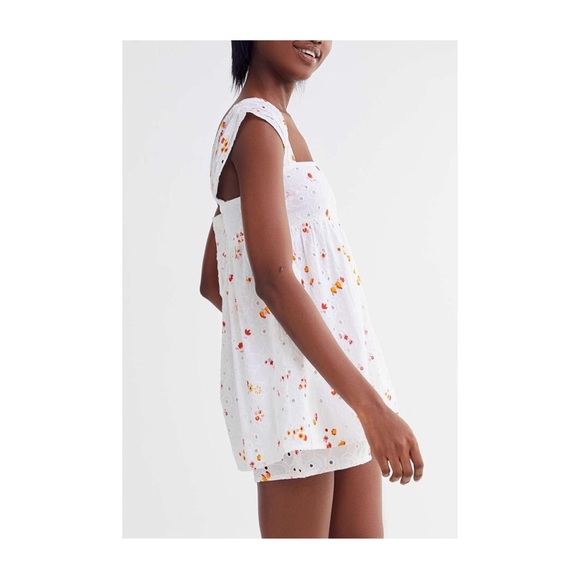 UO Tiana Eyelet Babydoll Romper - Picture 2 of 7